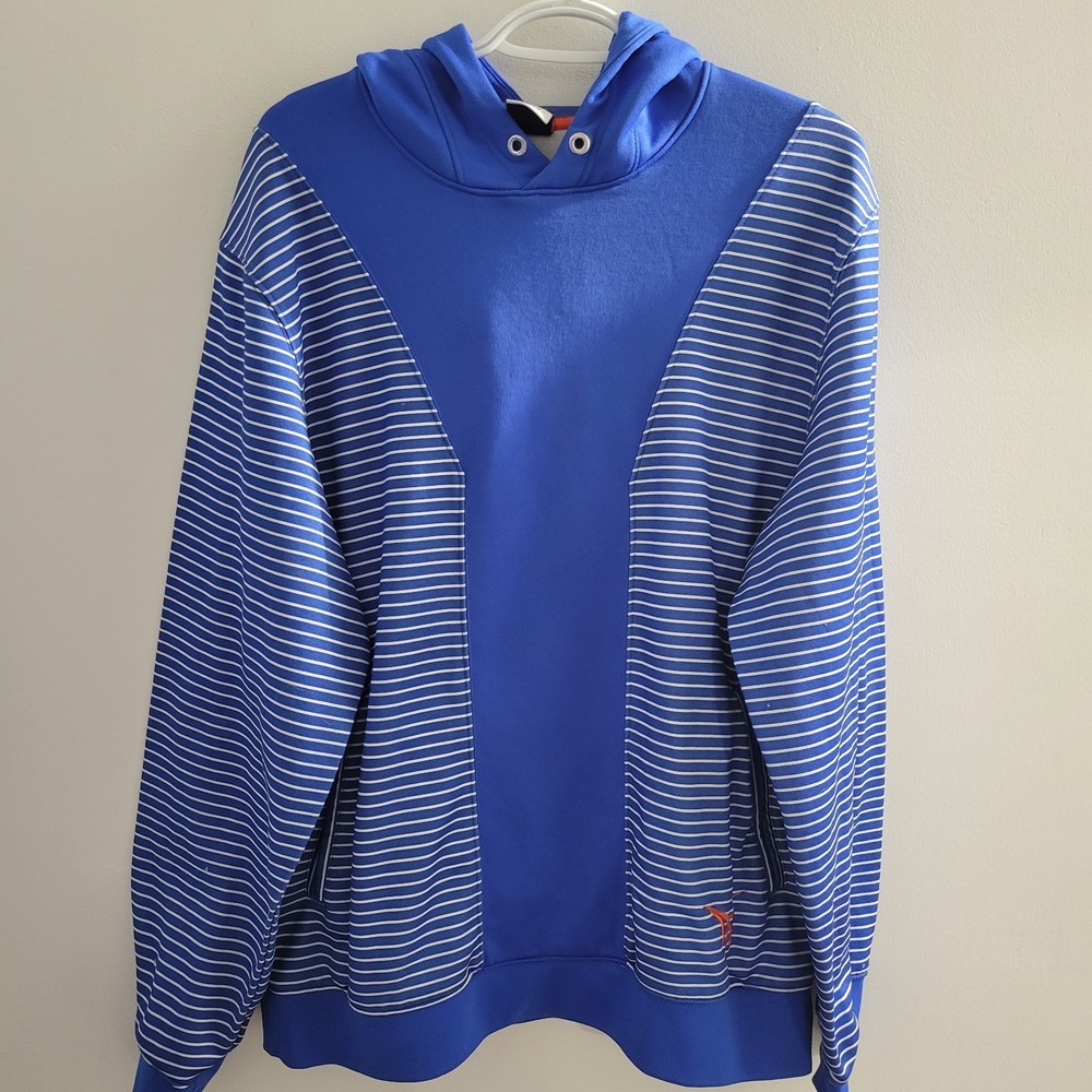 Nike Air Jordan Melo M7 Hoodie Men's Size Large Blue White Striped Pullover Y2K
